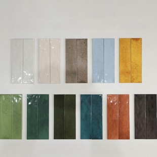 Foshan Retro Gradient Green Strip Handmade Brick Bright Bathroom Bathroom Tiles Restaurant Bar Background Wall Tiles