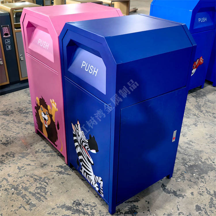 户外幼儿园学校儿童公园环卫卡通UV打印不锈钢垃圾桶创意果皮箱