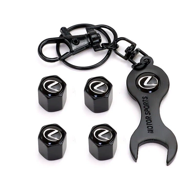 Car Tire Valve Cap Personalized Valve Head Cap Anti-Deflation Silver Wrench Alloy Valve Core Valve Cap Nut (valve) - lexus-4-piece-black-wrench-keychain-set