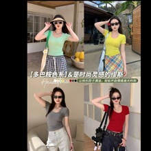 多巴胺短袖百搭修身女恤早春新衣穿搭出片衣服漂亮小衫1015
