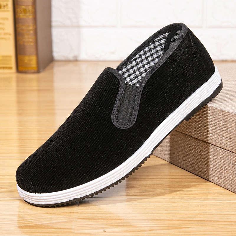 2026 Old Beijing Cloth Shoes for Men, Slip-On Shoes for Middle-Aged and Elderly, Soft-Soled Slip-On Dad Shoes, Round-Toe Corduroy Shoes