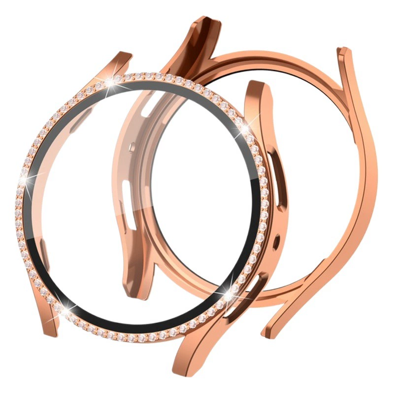 Для Samsung Galaxy Watch 6/5/4 Однорядная дрель с гальваническим покрытием из закаленной пленки для ПК интегрированные часы жесткий корпус защитный чехол