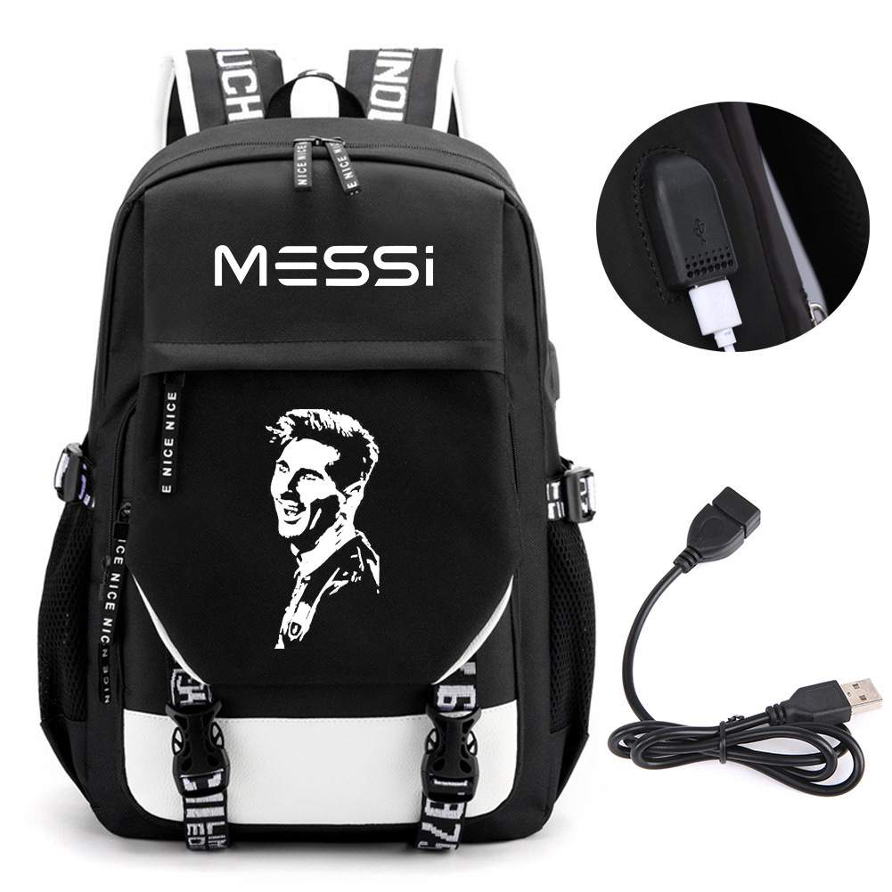 Comercio exterior estrellas de fútbol mochila de moda coreana transfronteriza mochila adolescente USB mochila escolar escolar