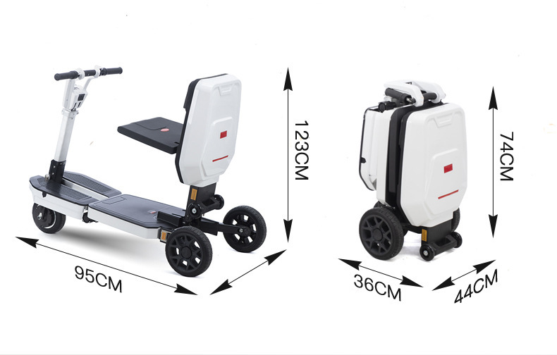 Cross-Border Travel Remote-Controlled Folding Electric Scooter, Electric Bike, Luggage Suitcase, Mobility Scooter, Airplane Travel, Elderly People, Factory Wholesale