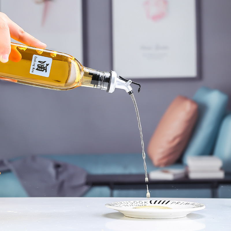 Botella de aceite de vidrio transparente a prueba de fugas botella de salsa y vinagre olla de aceite casera japonesa cocina creativa botella de condimento olla de aceite de gran capacidad