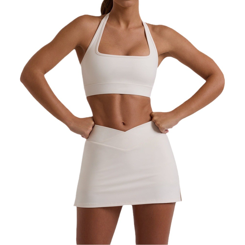 Conjunto de Yoga y Golf de Verano 24, Estilo Europeo y Americano, Top Deportivo Nude de Alta Elasticidad y Falda Corta