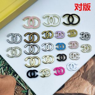 Alloy Diamond Dropping Oil Double C Small Fragrant Home Logo Letter Jewelry Accessories DIY Hair Accessories Hand-made Material Patch Accessories