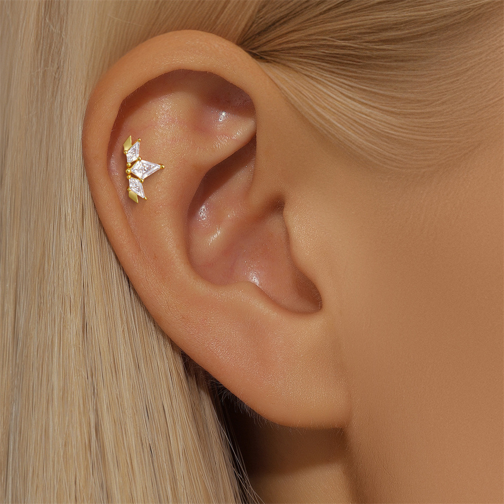 3g Weight Ear Studs Classification Ear Cartilage Rings & Studs Piercing Type 1 Piece Quantity Housewarming, Holiday, Birthday Occasion 925 Sterling Silver Material Geometric Pattern Unisex Gender Plating Design Casual, Simple Style Style 1 Piece Ear Cartilage Rings & Studs Casual Simple Style Geometric 925 Sterling Silver Plating Ear Cartilage Rings & Studs 17
