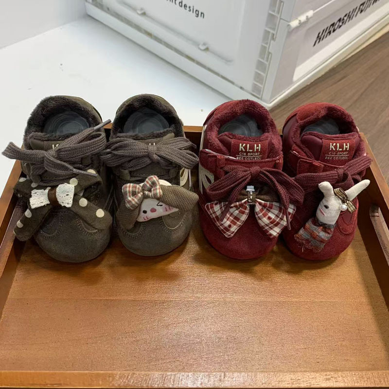 宝宝鞋子加绒休闲鞋2025冬季新款韩版儿童可爱卡通AB版二棉阿甘鞋