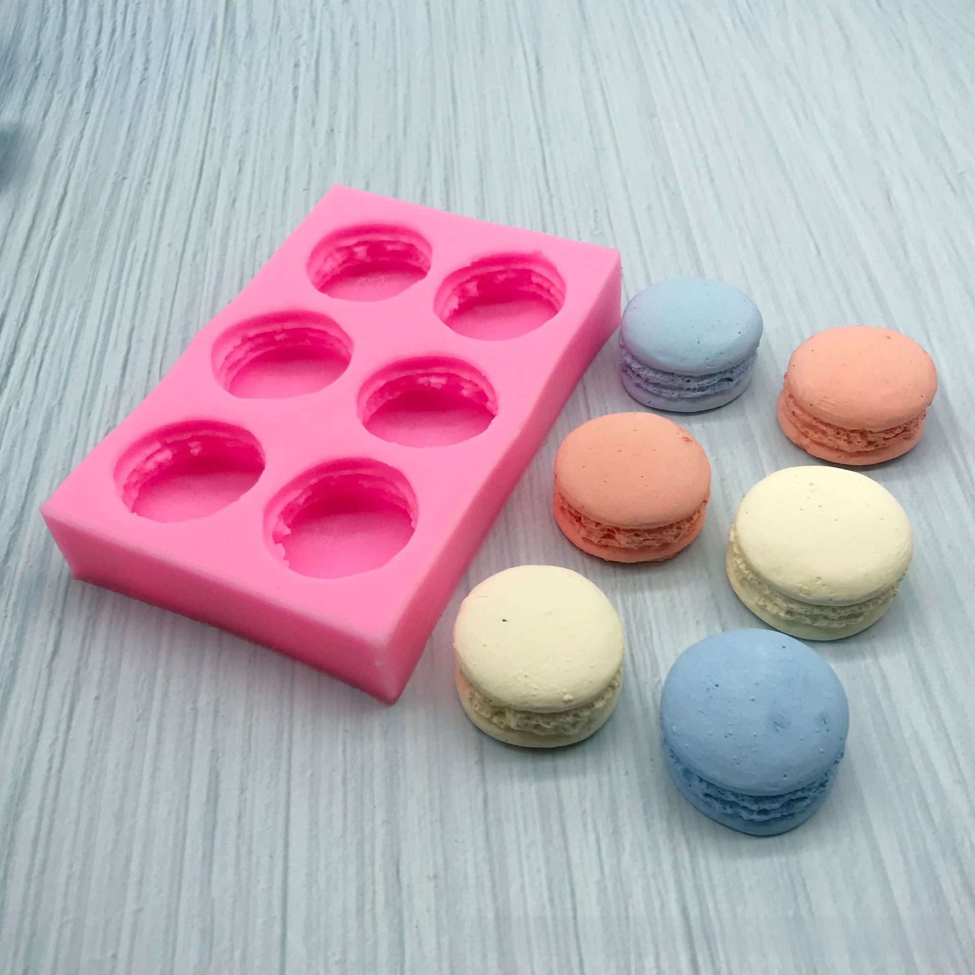 6連3D立體馬卡龍硅膠翻糖模具 香薰蠟燭巧克力模具翻糖蛋糕甜品台