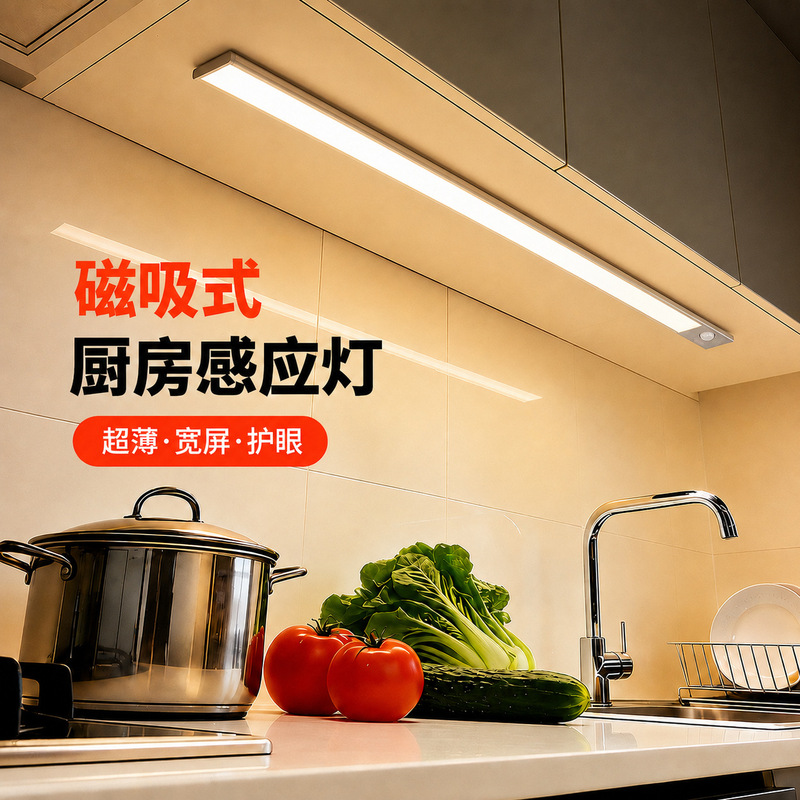 Magnetic Induction Light Strip for Kitchen Cutting Board Lighting, Rechargeable, Self-Adhesive, No Installation Required, Led Under-Cabinet Lighting Strip