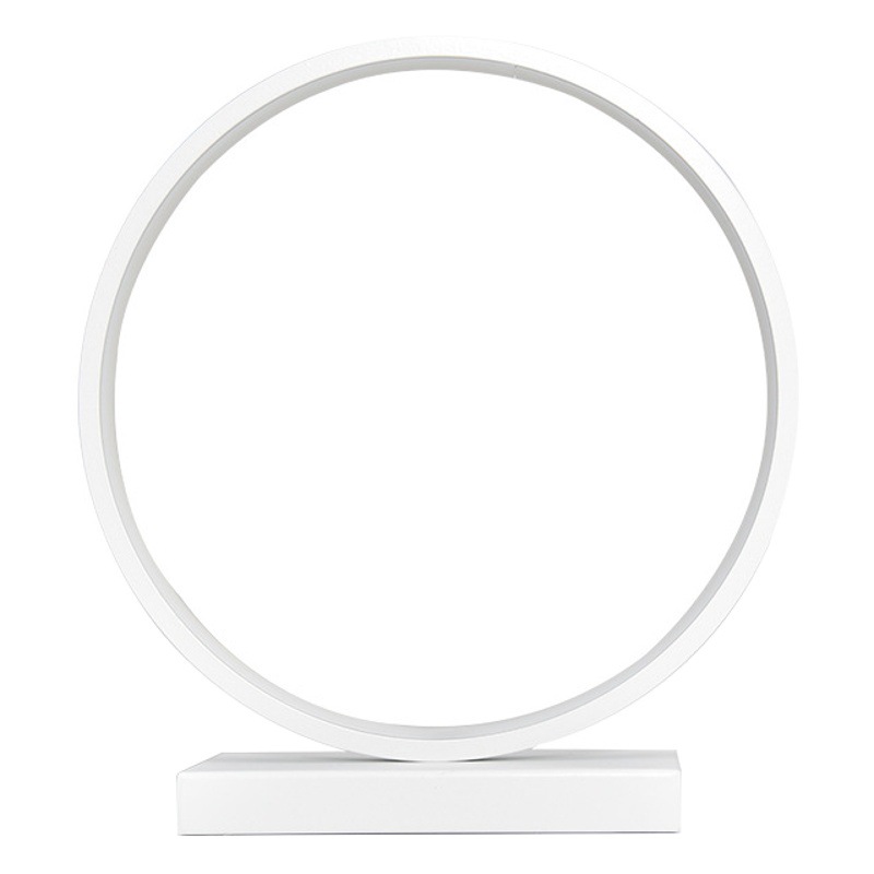 Lámpara de escritorio LED nórdica con luz ambiental, diseño circular, ideal para dormitorio o escritorio