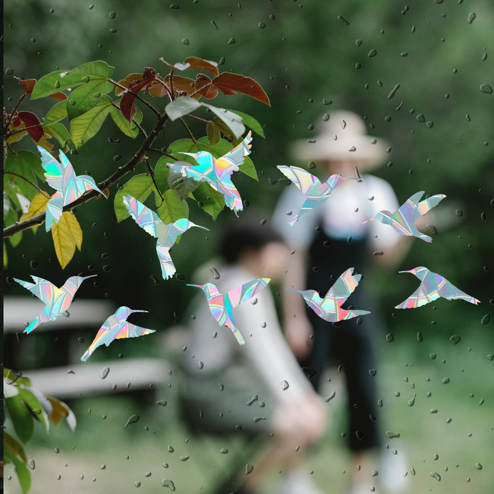 RPS019 Small Hummingbird Anti-Bird Collision Rainbow Prism Static Sticker Glass Sticker No-Adhesive PVC Window Film