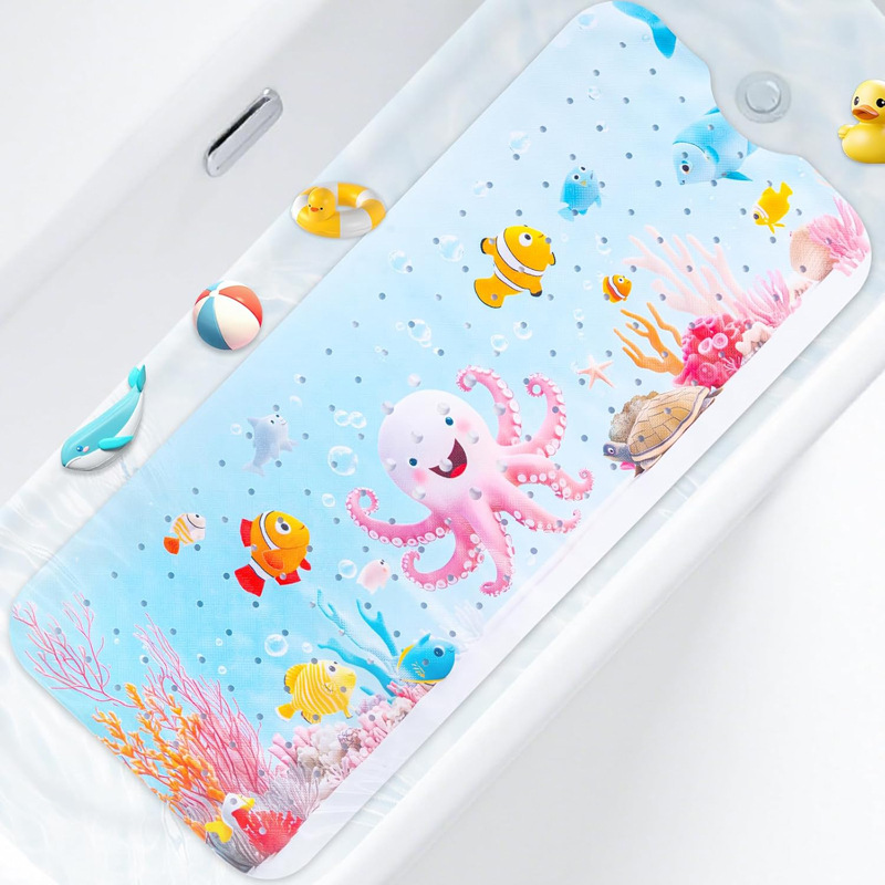 Alfombrilla antideslizante para baño con diseño de océano de dibujos animados para niños de Amazon, alfombrilla antideslizante para piscina, baño, alfombrilla antideslizante