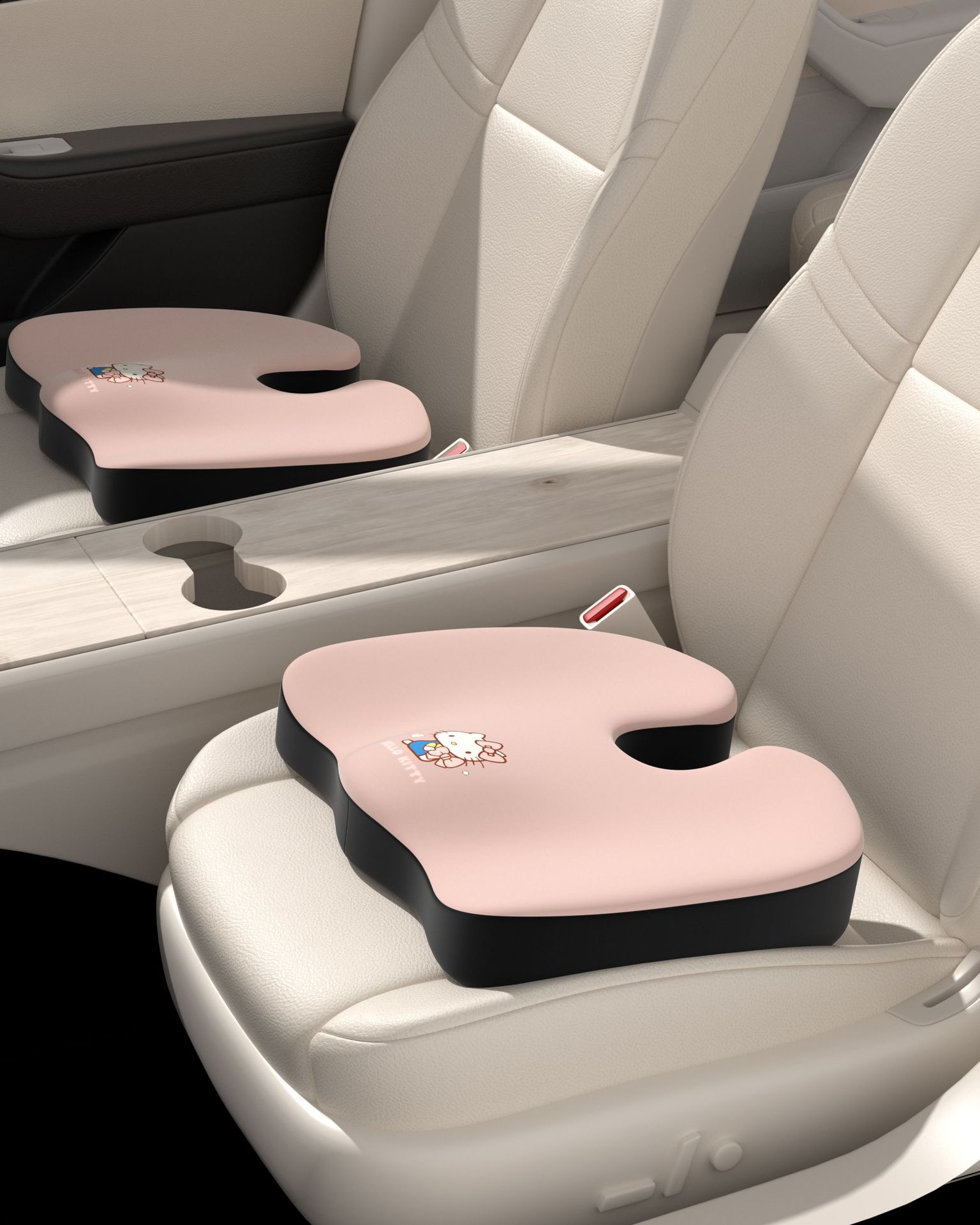 U-Shaped Car Seat Cushion, Breathable Fabric Booster Cushion, Cartoon Seat Cushion, Non-Slip Butt Cushion, Universal for All Seasons