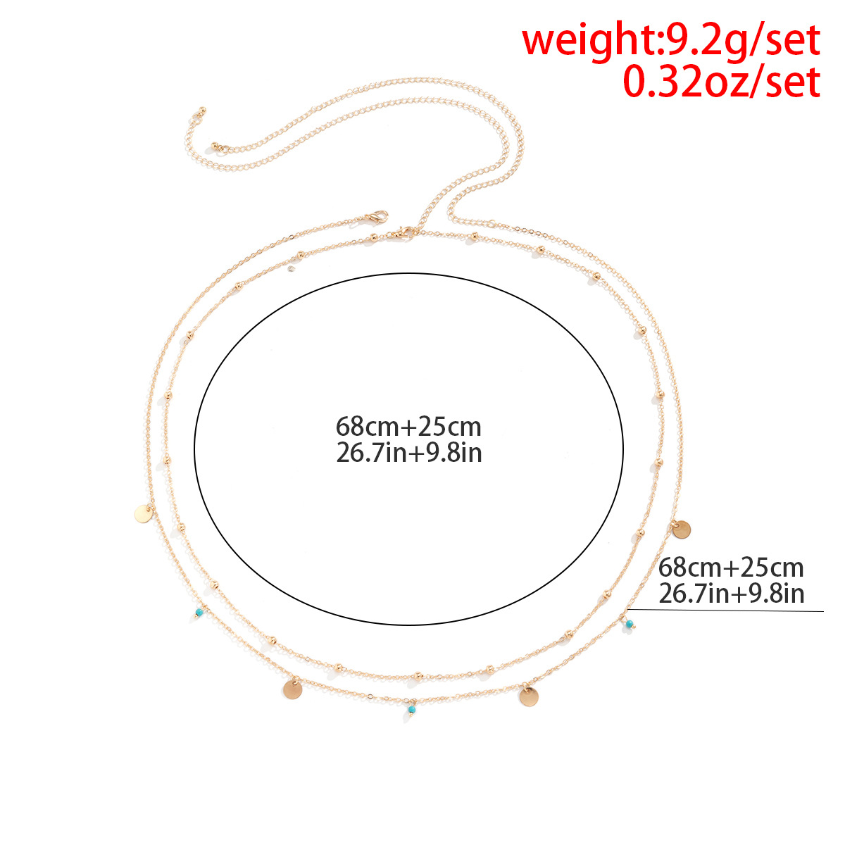 15g Weight Waist Chain Classification Simple Style Round Metal Beaded Waist Chain