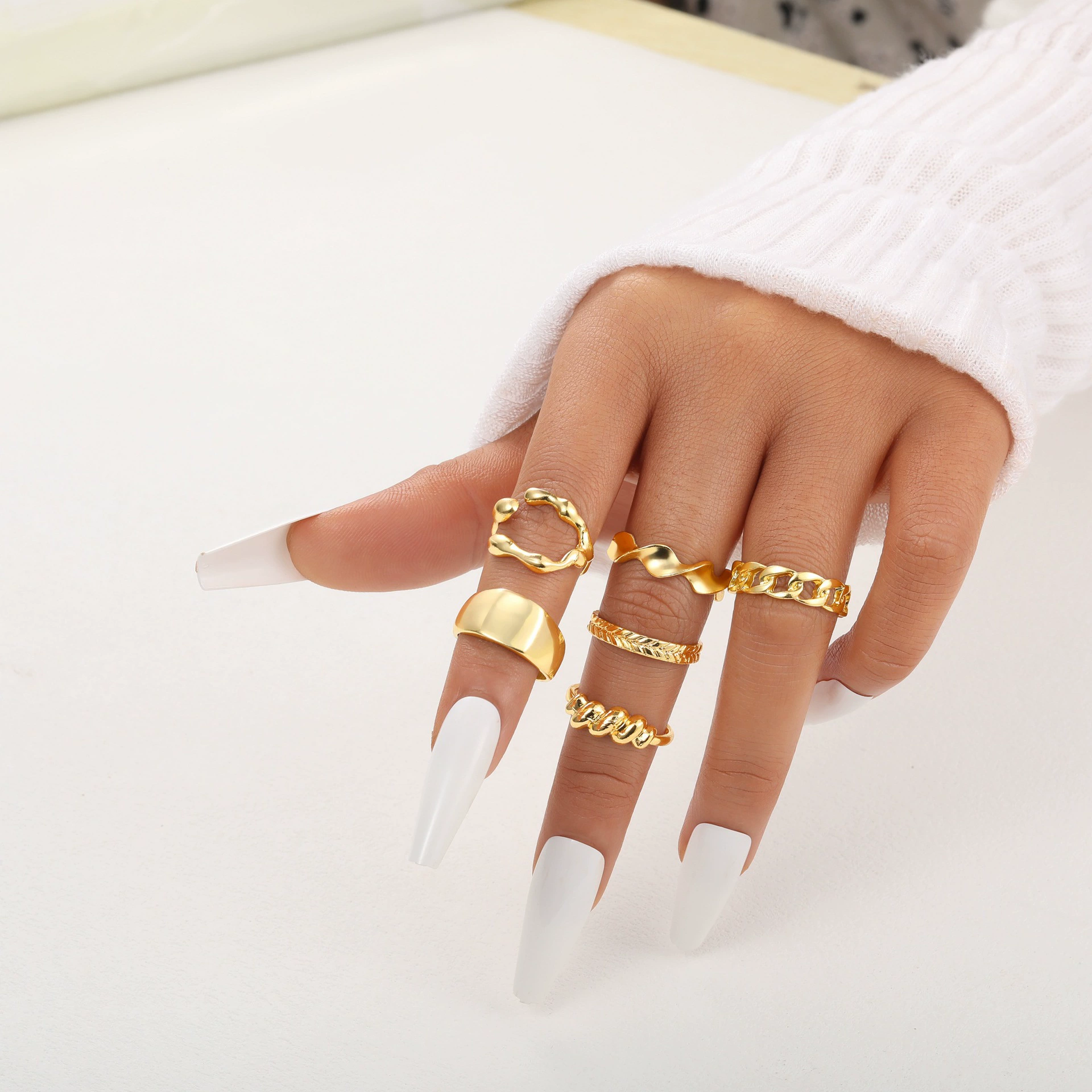 Multi-Joint Ring Set, 22 Pieces, Metal Adjustable Rings, Gold-Tone Mix