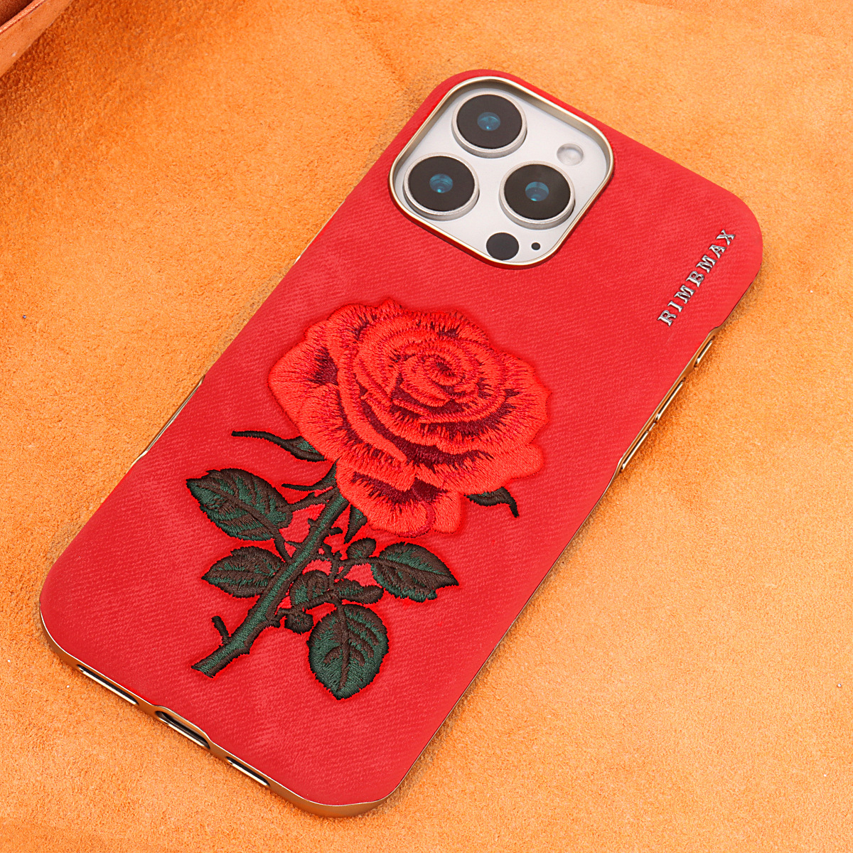 Ốp lưng iPhone 16 Pro Max thêu hoa hồng mạ điện sang trọng, chống sốc viền dày — Màu đen, Màu đỏ, Màu hồng, Màu xám chi tiết 13