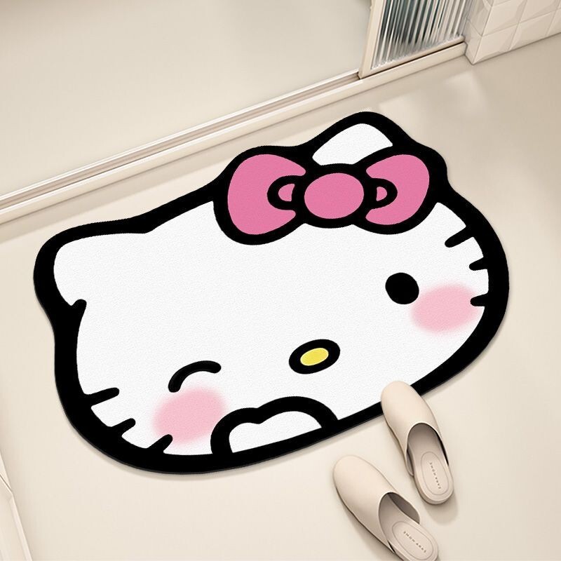 Hellokitty Hello Kitty Bathroom Non-Slip Mat Asymmetrical Bathroom Toilet Absorbent Foot Mat Cute Floor Mat