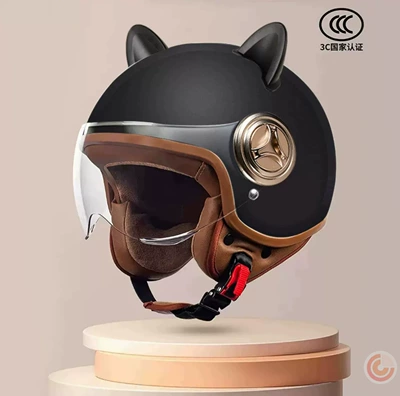 Universal for All Seasons, Winter Motorcycle, Motosiklet kaskı (dəbilqə) - 801-new-national-standard-class-a-3c-certification-matte-black-short-lenses-black-rabbit-ears-free-size