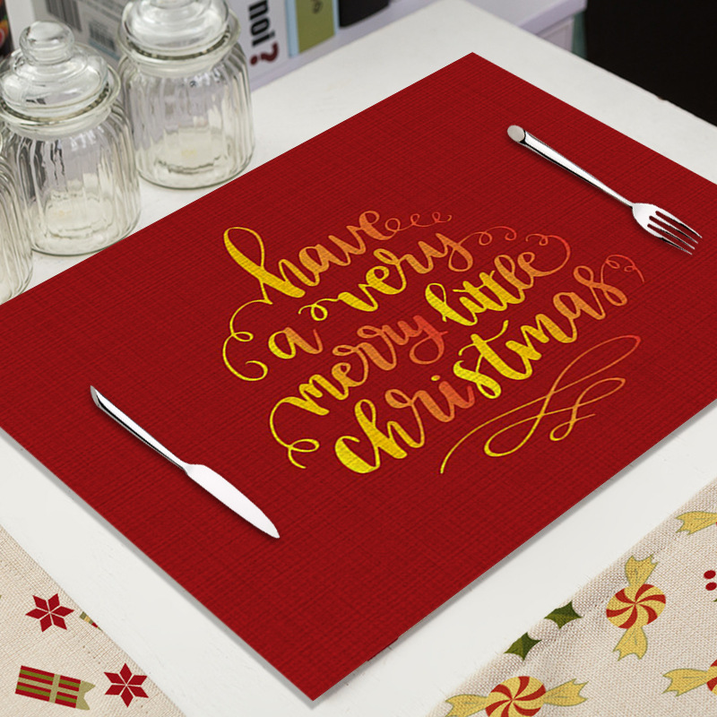 Mantel Individual de Lino para Navidad - Diseño de Dibujos Animados, Aislante, para Decoración