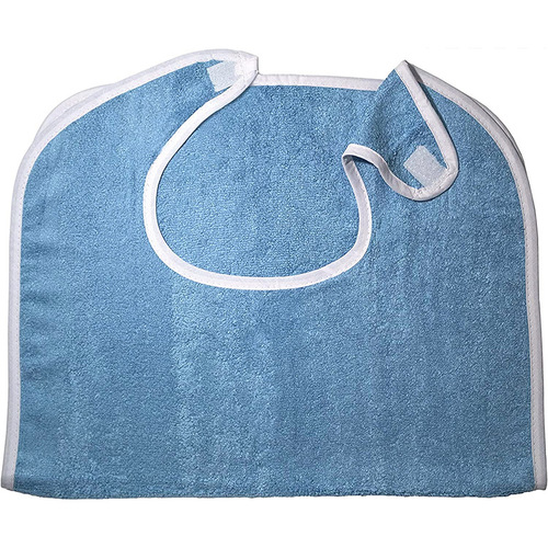 Adult bib, blue towel fabric, suitable for elderly people's saliva wipes, soft and comfortable, for adults to eat and wipe bib