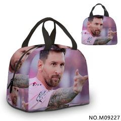 Cross-border new product football star Messi printed hand-held bag primary school students insulated lunch bag fashionable hand-held insulated lunch bag