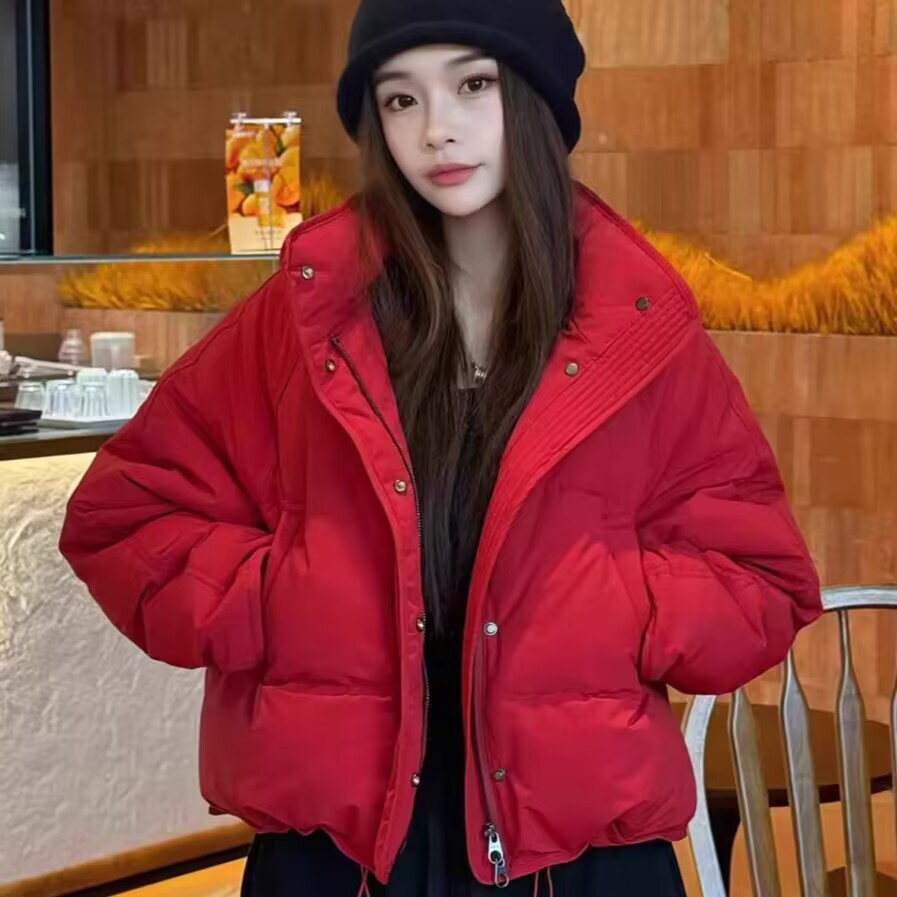 Stand Collar Short White Duck down Jacket for Women, New Winter Style, Warm, Casual, Slimming, Puffer Jacket with High down Content