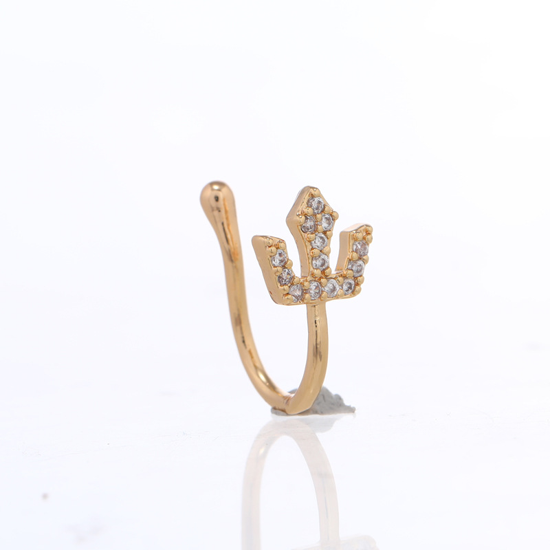 Fashion Moon Crown Alloy Inlay Zircon Nose Ring 1 Piece
