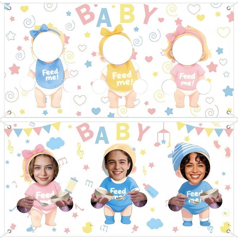 Temu Cross-Border Best-Selling Baby Party Hollow-Out Human Face 2D Flat Photo Game Backdrop Hollow-Out Photo Background Temu Cross-Border Best-Selling Baby Party Hollow-Out Human Face 2D Flat Photo Game Backdrop Hollow-Out Photo Background