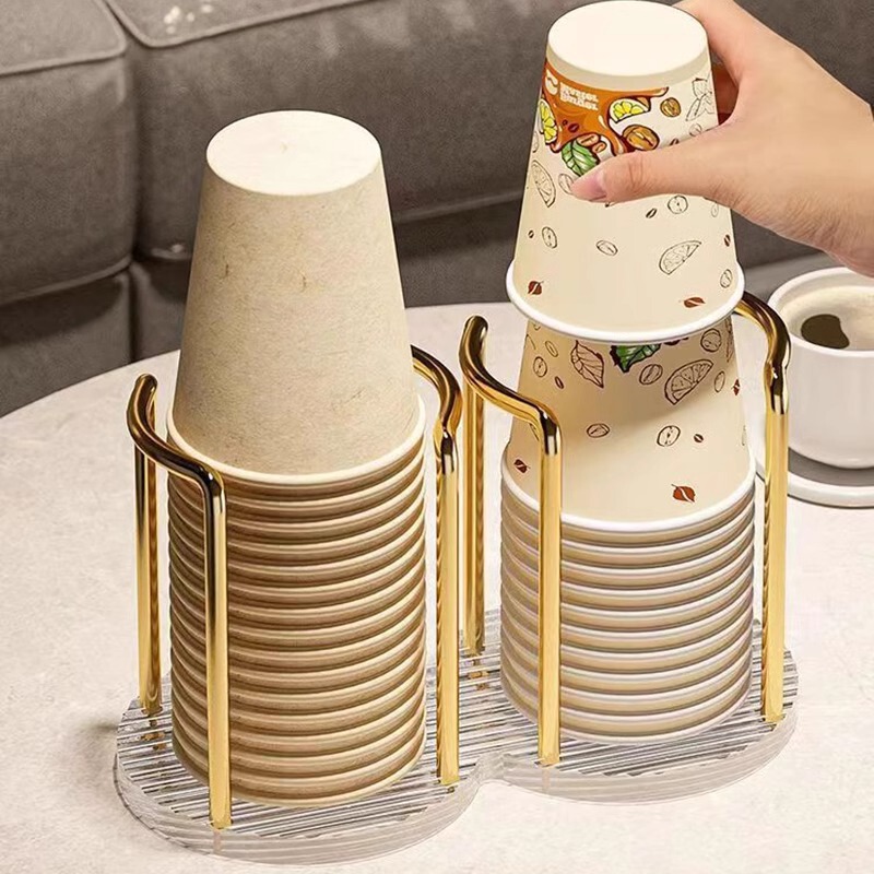 Acrylic Cup Holder for Home Use, Coffee and Tea Cup Holder, Disposable Cup Dispenser, Straw Cup Desktop Storage Rack