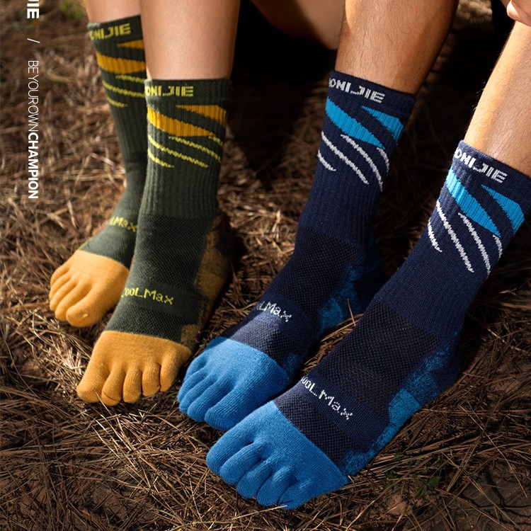 Onijie Sports Five-Finger Socks for Men, Professional Marathon Cross-Country Running Split-Toe Socks for Women, Outdoor Hiking Hiking Mid-Calf Socks
