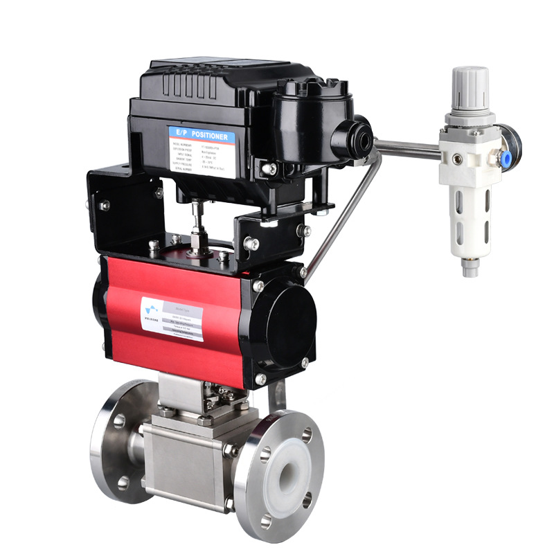 气动衬氟法兰过滤防爆调节型球阀不锈钢高洁净比例阀食品级衬PFA