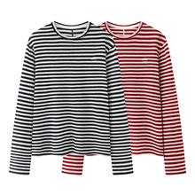 现货 2026春季款女休闲时尚百搭简约撞色条纹圆领长袖T恤2K1BA20