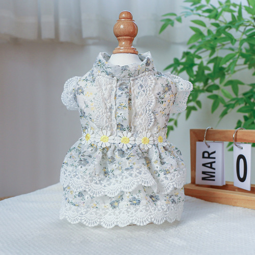 Pet Clothes Teddy Bichon Clothing Factory Direct Supply Endless Summer Floral Dress Princess Lace Flower Dog Clothes