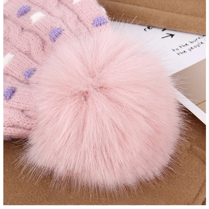 Cappello invernale da uomo e da donna in lana, caldo, spesso, con fodera in pile, alla moda, versatile, all'ingrosso, a pois, in maglia jacquard._voghion.com