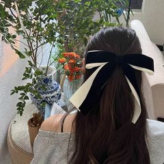 フランスの立体リボンのベルベットの蝶結びのお姫様の少女感のヘアピンの気質のスプリングクリップのセットの優しい髪飾り