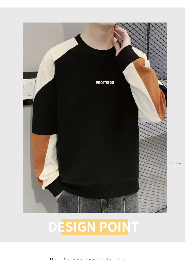 Herren Hoodies im Frühjahr und 2023, neuer Rundhals Langarm T-Shirt Trend, Herbstkleidung, Oberbekleidung mit Unterteil_voghion.com