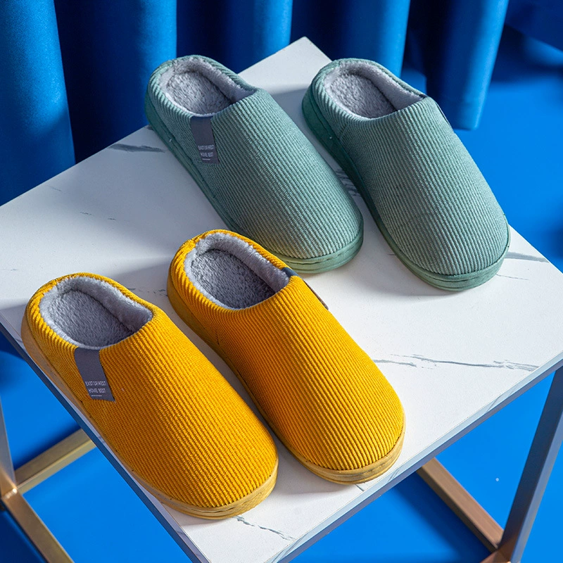 Зимние вертикальные вельветовые домашние теплые тапочки, мужские домашние тапочки с деревянным полом для пар, Нескользящие тапочки, женская верхняя одежда, Тапочки