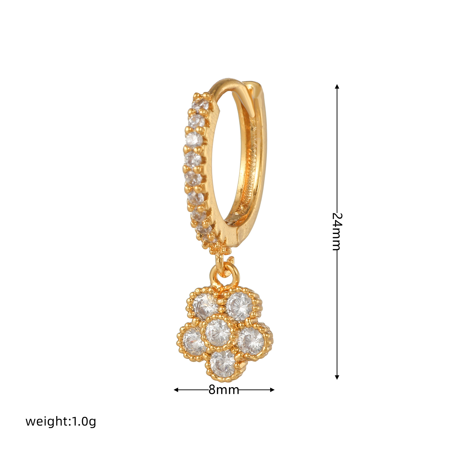 Fashion Animal Wings Copper Inlaid Zircon Drop Earrings 1 Piece