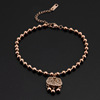 Golden fashionable summer ankle bracelet stainless steel, Korean style, simple and elegant design, pink gold, does not fade