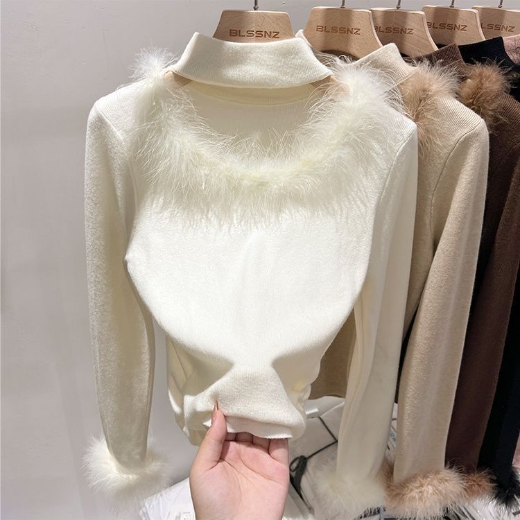 Abbigliamento da donna, ragazza calda, design corto, pizzo, pelliccia, manica lunga, vestibilità attillata, velluto tedesco, più velluto caldo, interno inferiore, camicia_voghion.com