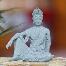 佛像鱼缸造景水月观音卧佛人物山水石头流水微景观假山盆景小摆件