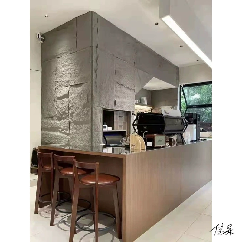 Панель из полиуретанового шпона, легкий культурный камень, искусственная кожа, гриб, текущая вода, проход, стена, вогнутый и выпуклый натуральный искусственный камень