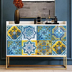 16片裝仿真圖案瓷磚貼客廳廚房浴室樓梯裝飾自粘可移除表面亮膜