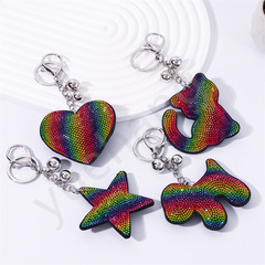 Cross-border new color gradient frosted crystal keychain pendant for women, car trunk and bag accessories, decorative accessories batch
