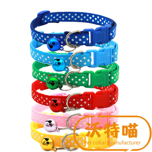 1.0 polka dot collar, polka dot pet collar with bell, dog and cat neck collar wholesale
