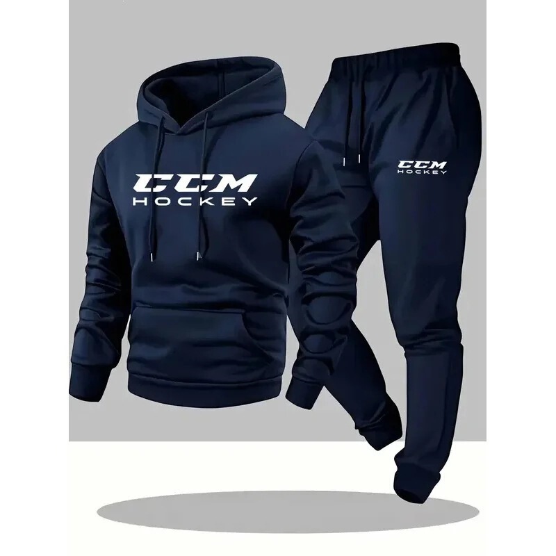 Cross-border wholesale CCM printed men's casual sports two-piece set, long-sleeve hooded sweatshirt and jogging suit Cross-border wholesale CCM printed men's casual sports two-piece set, long-sleeve hooded sweatshirt and jogging suit