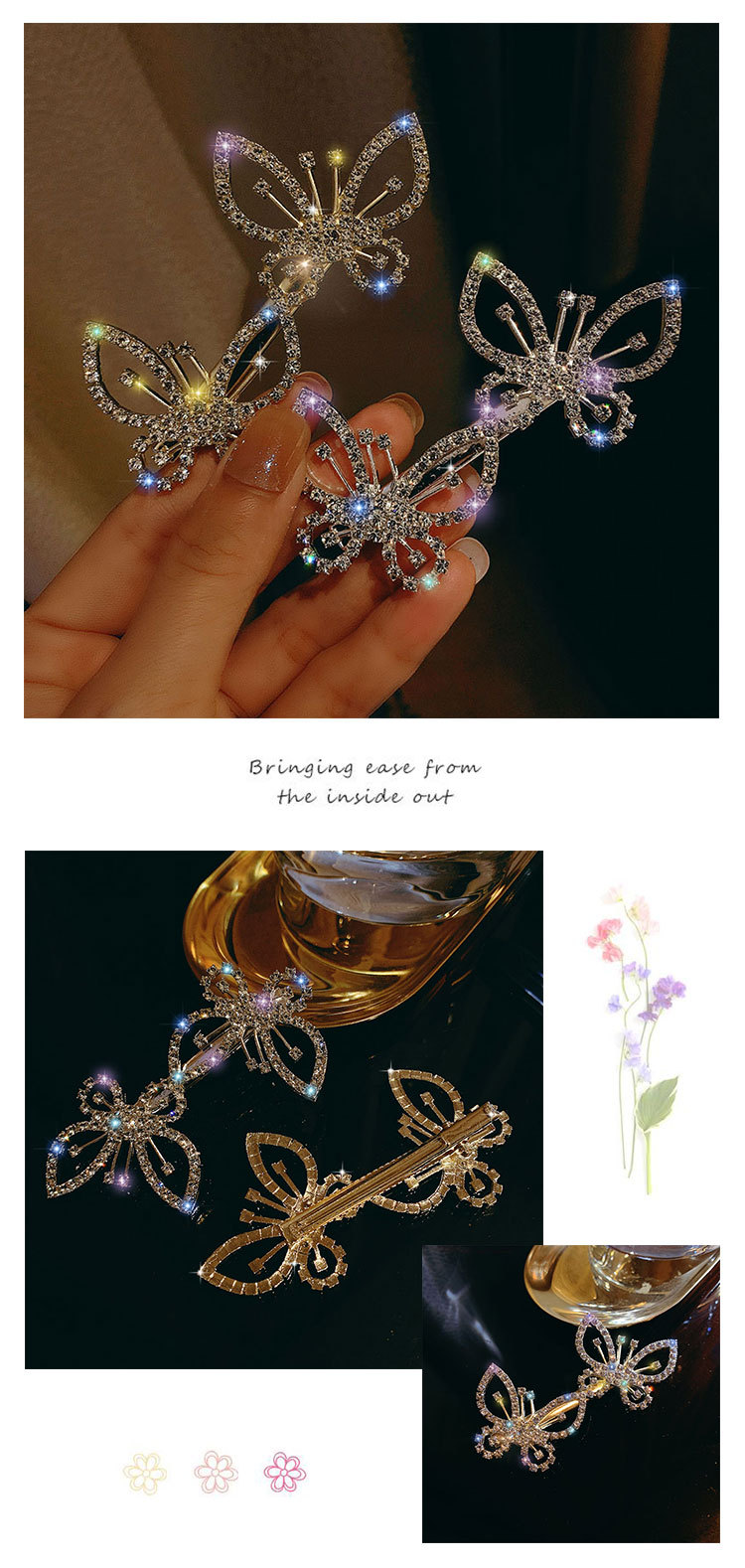 Shiny Butterfly Alloy Plating Rhinestones Hair Clip display picture 1