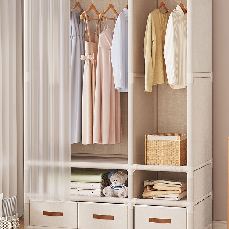 Wardrobe for Home Bedroom Economical Simple Cabinet Dust-Proof Storage Shelf Rental Room Wardrobe Strong and Durable